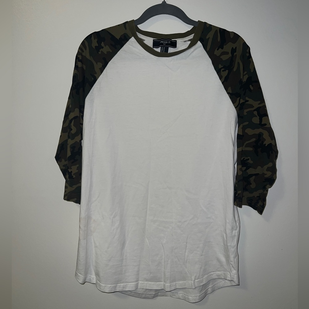 Camouflage Sleeve Baseball Tee